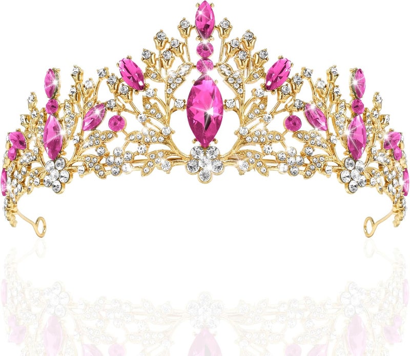 TAROSE Crowns for Women, Queen Crystal Gold Silver Tiaras with White Rhinestone and Combs, Goddess Crown for Wedding Bride Birthday Princess Bridal Shower Hair Accessories for Women - Image 1